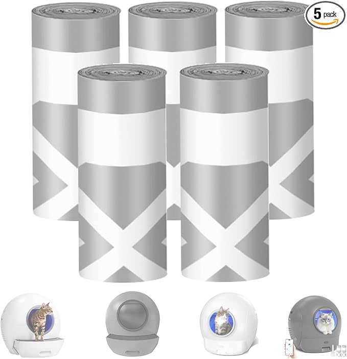 5 Rolls Replaced Waste Bags- Cat Litter Box Liners, Drawstring Cat Litter Receptacles Bags for ELS PET Automatic Litter Box 150pcs