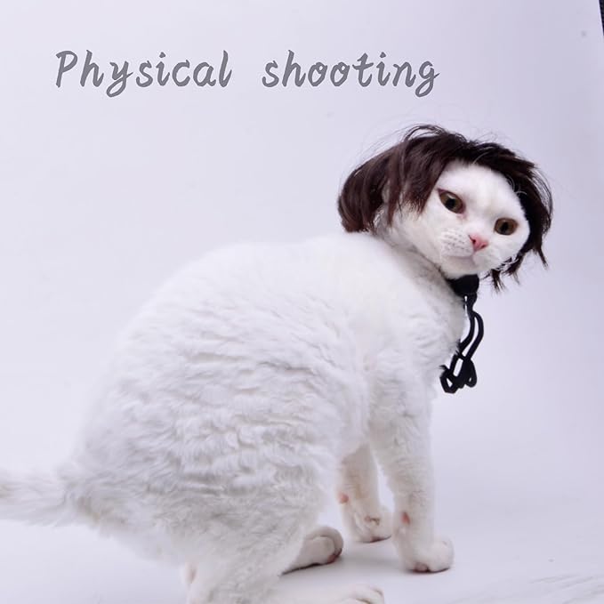 Cat Wig for cat only– Small Size for Tiny Animals Such as Goose Duck and Chicken DIY Haircut & Adjustable Fit – Cat & Dog Costume for Halloween, Party, Photo Shoots