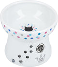 Necoichi Raised Cat Food Bowl – Ceramic Elevated Cat Bowl for Whisker & Neck Fatigue, Dishwasher Microwave Safe – Non-Slip & Anti Vomiting Ergonomic Design (Colorful Dots, Large, 2-Cup Capacity)