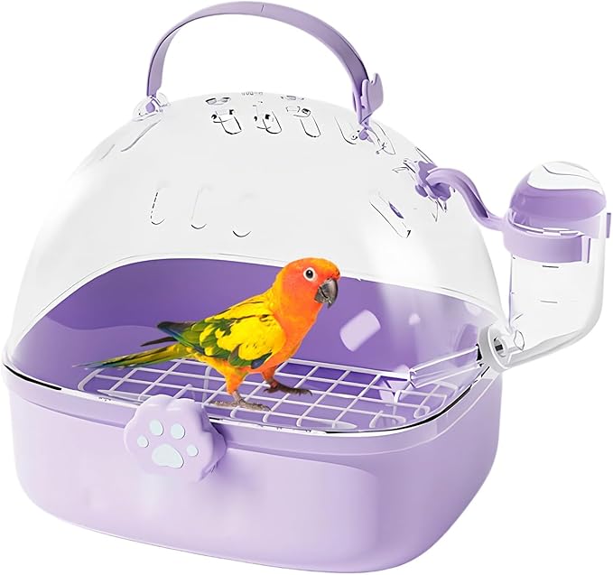 Bird Carrier Cage - PVC Travel Hamster Cage with Water Bottle,Breathable Pet Bird Carrying Accessory for Cockatiels Chinchillas Lovebirds Budgies Conures Parakeet Hedgehog Sparrow