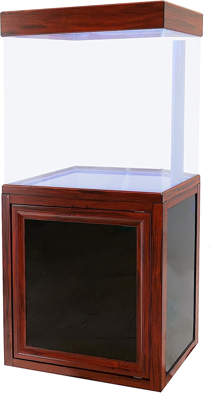 40 Gallon Glass Aquarium with Aluminum Cabinet - Including Sump for Filtration and Circulation, Plumbing, LED, Redwood
