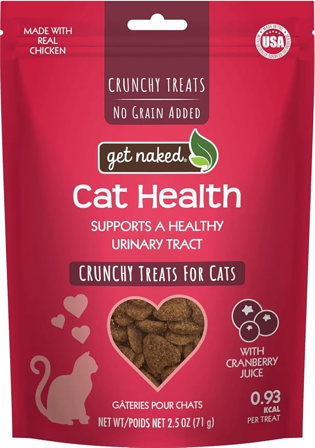 Get Naked Urinary Cat Health Treats with Cranberry & Real Chicken 6oz | Crunchy, Grain-Free, Natural Urinary Tract & Dental Care | Supports UT Support & Fresh Breath | Made in The USA