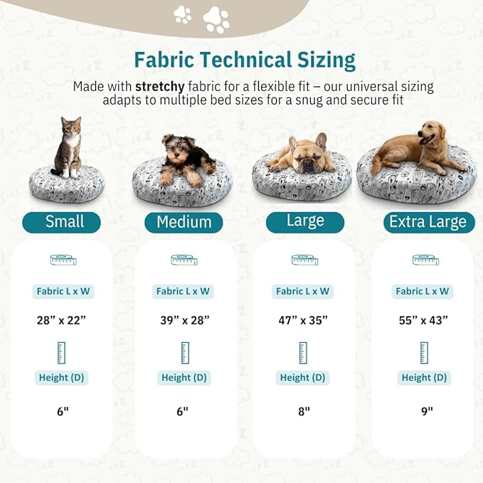 Round Dog Bed Covers Replacement Washable, Dog Bed Washable Cover, for All Shapes (Medium (Up to 36″), Doodle Dogs)