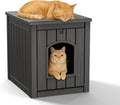 DRATO Outdoor Cat House -Weatherproof Resin Cat Houses for Cats, Durable, Easy Assembly,cat Igloo Outdoor，Durable & Insulated Shelter for Garden, Patio, or Backyard（Black，18.46 * 23.62 * 21.42）