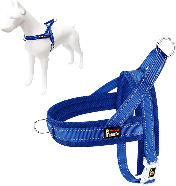 Plutus Pet No Pull Dog Harness with Breathable Mesh Padded, Adjustable Reflective Escape Proof Dog Harness, Quick Fit Dog Vest Harness for Small Medium Large Dogs(XXS, Navy Blue)