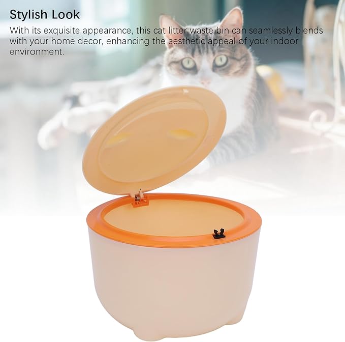 Cat Litter Trash Can White Compact Fully Enclosed Waste Container with Press Type Lid Dog Litter Box Cat Poop Garbage Can for Indoor Outdoor