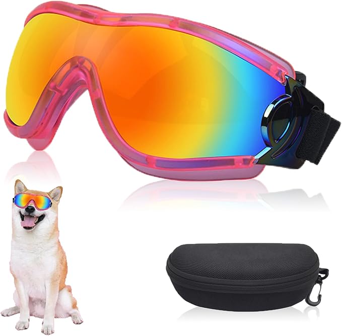 Dog Sunglasses Pet Goggles for Medium Large UV Protection Wind Protection Dust Protection Adjustable Strap Dog Glasses Suitable for Snow Beach Motorcycle