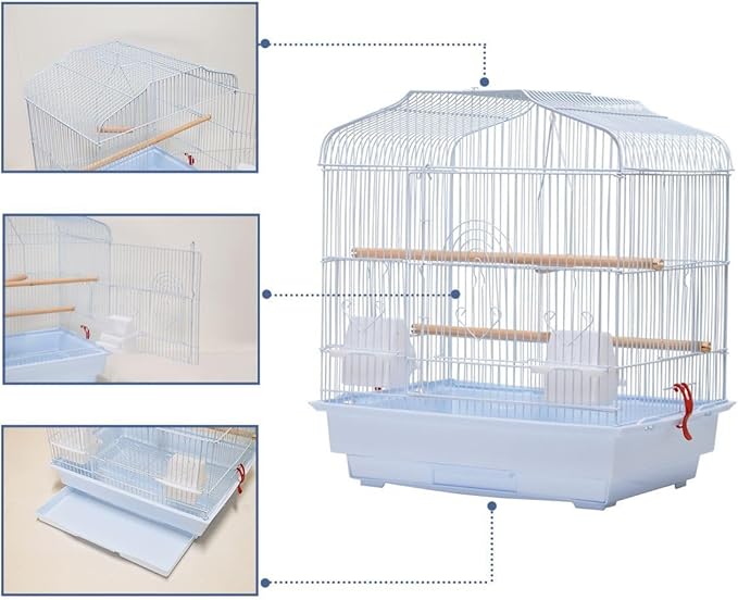 Travel Bird Cage 20.5×18.1×14.2 in Portable Birdcage with Handle and Perches for Small Parrots Canaries Cockatiels Lovebirds Finches Budgies Conures