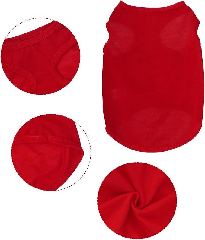 4 Pcs Cat Shirts Solid Color Dog Clothes Summer Sleeveless Pet T Shirts for Small Pet Dogs Cat (Black,Grey,Red,Orange, X-Large)