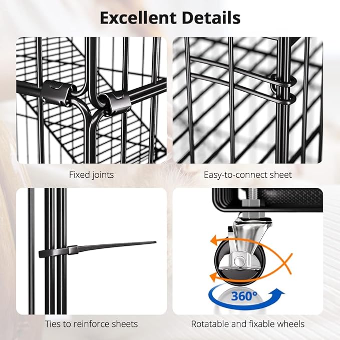 PawGiant 6-Tier Large Cat Cage Playpen, 72-inch Indoor/Outdoor Enclosure with 3 Doors, Hammock, Suitable for Cats, Kittens, and Small Animals
