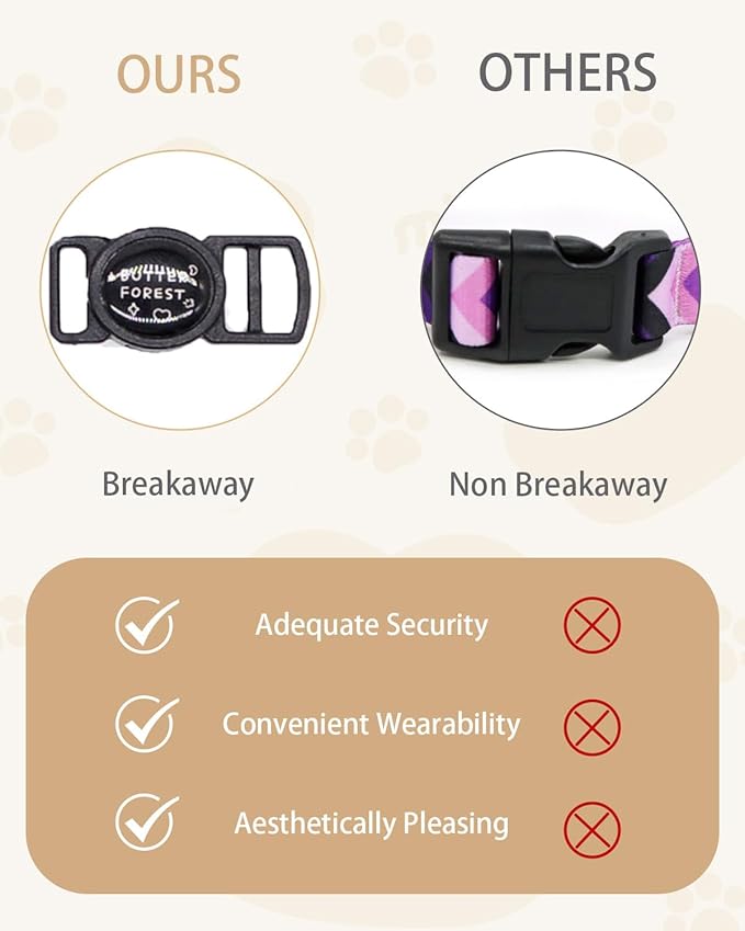 Furry Breakaway Cat Collar with Bell, Adjustable 7.87"-11.78" Kitten Collar, Suitable for All Types of Cats and Small Dogs (M, Brown)