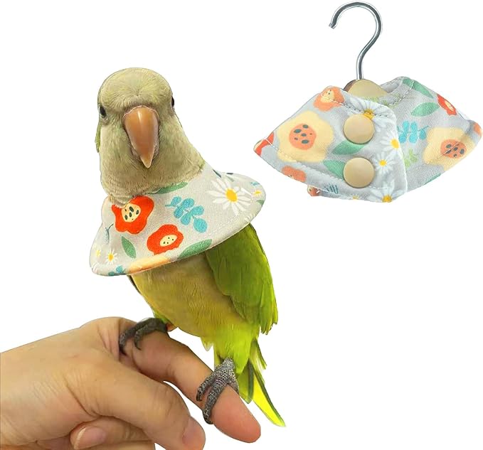 Bird Collars for Monk Parakeets, Quaker Parrot Feather Plucking Soft Collar, Parrot Recovery Cones Sun Conure Neck Feather Protection Anti-Bite Collar with Hanger
