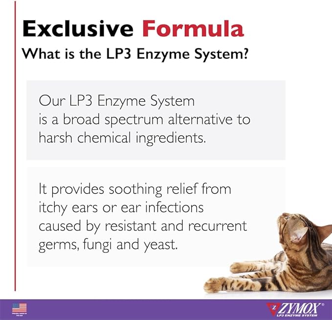 Zymox Otic Enzymatic Solution for Dogs and Cats to Soothe Ear Infections with 1% Hydrocortisone for Itch Relief, 1.25oz