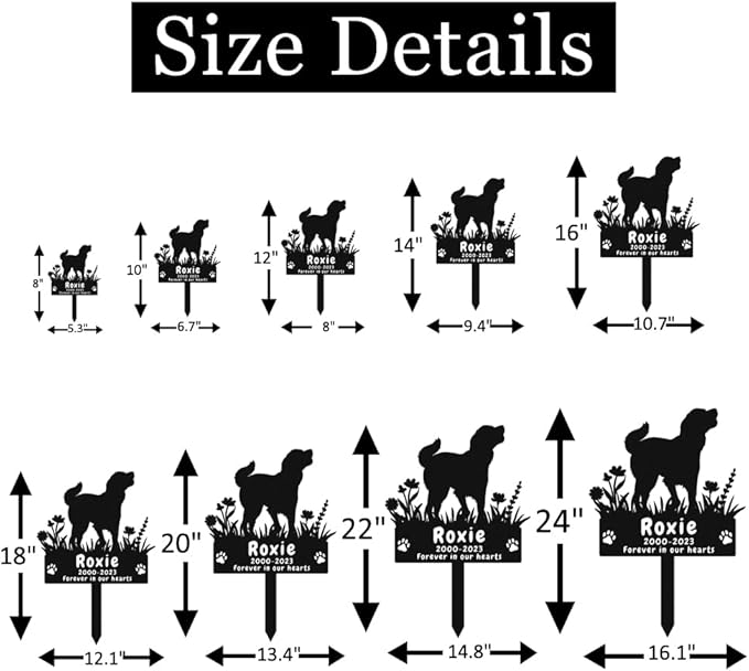 Personalized Golden Retriever Dog Memorial Grave Marker, Custom Dog Golden Retriever Memorial Garden Stake Metal Grave Marker, Customized Flowers Dog Memorial Stake Cemetery Marker