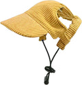 Dog Baseball Cap, Dog Cat Summer Beach Visor Hat with Ear Holes, Adjustable Puppy Sunbonnet Headdress (Yellow, X-Large)