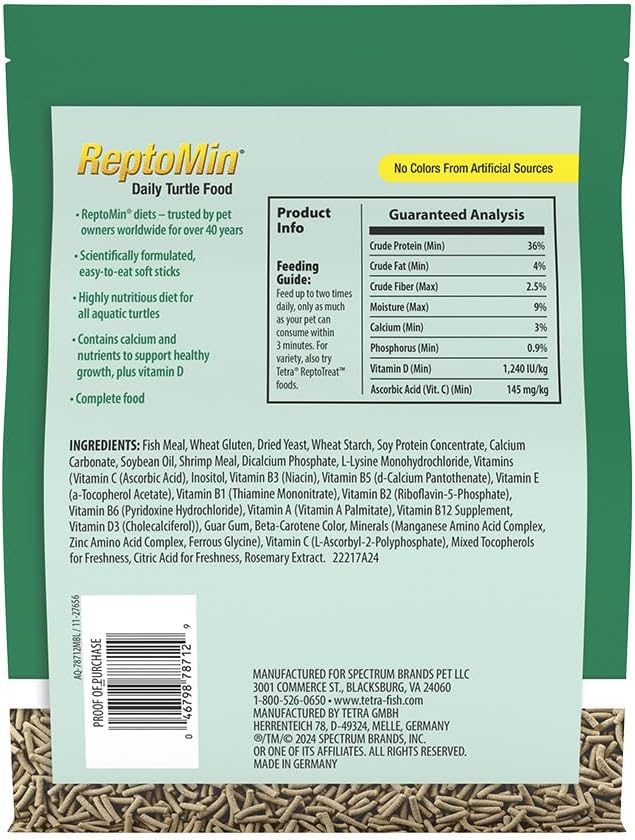 Tetra ReptoMin Floating Food Sticks Complete Food for Aquatic Turtles, Newts and Frogs, 2 LB (900 Grams)