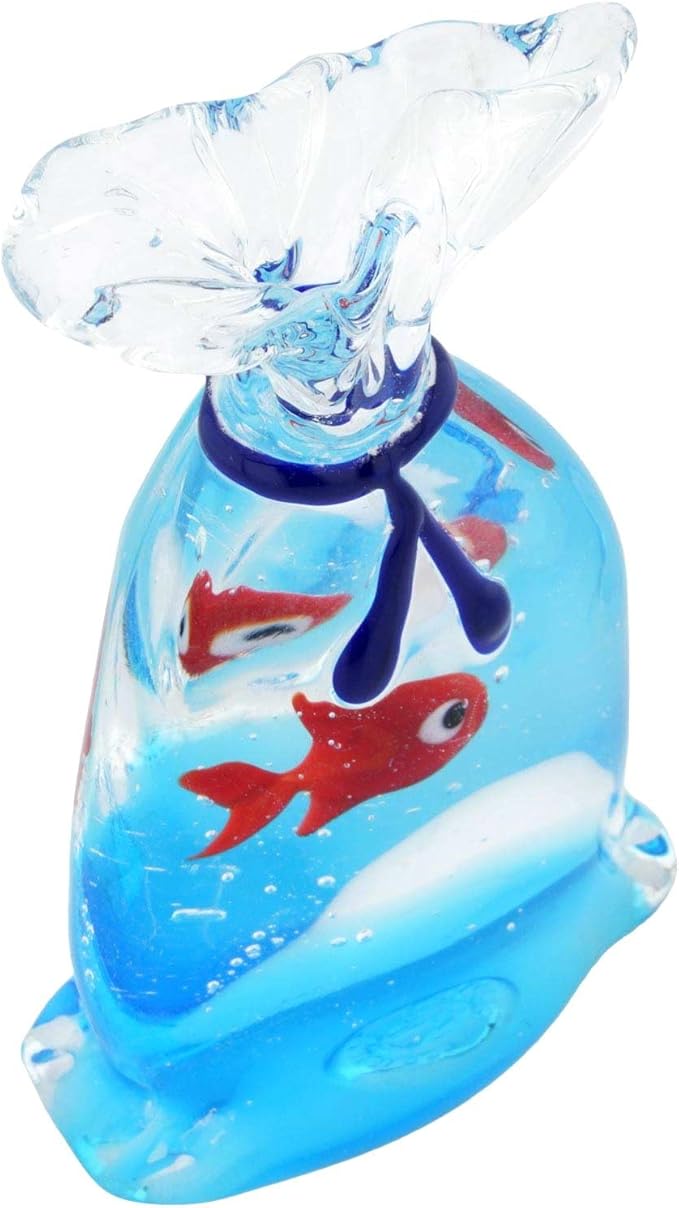 Glass Of Venice Murano Glass Aquarium Bag with Tropical Fish