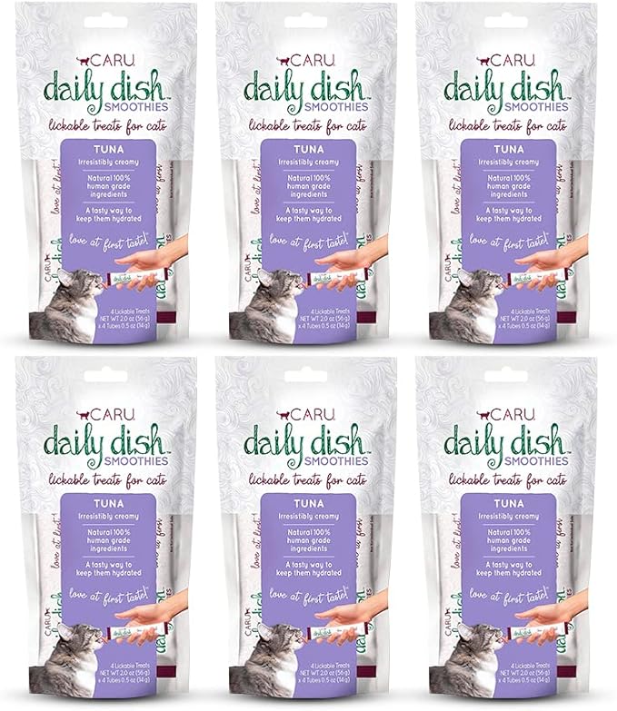 Caru - Daily Dish Smoothies - Lickable Tuna Cat Treat - 4 Pouches Per Pack - Pack of 6