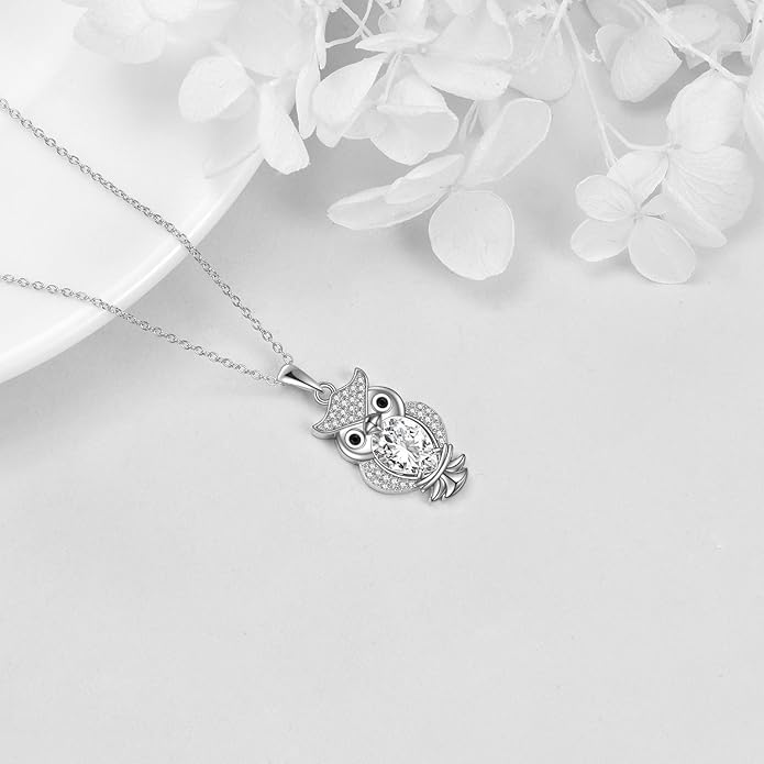 KZX Cat/Dog/Phoenix/Eagle/Whale/Shark/Puffin/Starfish/Chicken/Butterfly/Owl/Bee/Frog/Seahorse Necklace Sterling Silver Animal Pendant Jewelry Gift for Women