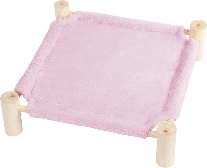 Patas Lague Cat and Dog Hammock Bed for Small Dogs, Brethable Wooden Cat Pet Rabbit Elevated Outdoor Bed Cots Furniture for All Seasons Fleece Purple