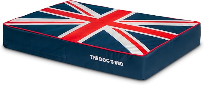 The Dog’s Bed Orthopedic Memory Foam Dog Bed Mattress, Oxford Fabric, Blue & Red Trim UK Center Flag, Large, 6-Inch