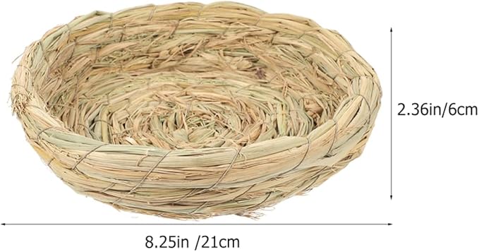 Woven Straw Bird Nest Breeding Nest for Small Animals 8.26X8.26X2.36In Handcrafted Birdcage Accessory for Doves Pigeons Parrots Rabbits with Removable Easy-Clean Design