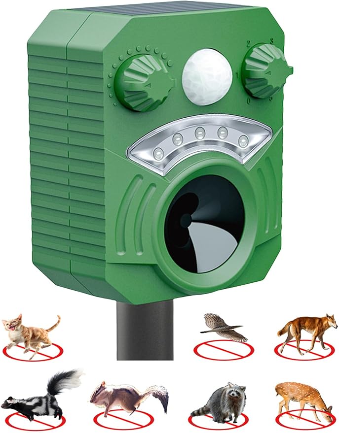 Ultrasonic Repellers Devices with Motion Sensor,Outdoor Repellent Cat Deer Squirrel Raccoon Deterrent Rabbit Coyote Skunk Armadillo Animal Scare Pest Control