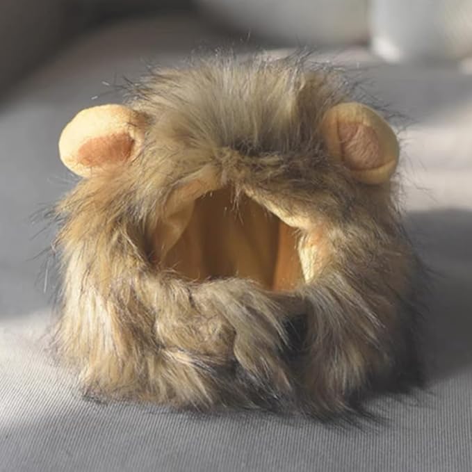 Cat Halloween Costumes - 2 Pcs Lion Mane Wig for Cat & Bunny Rabbit Hat with Ears,Funny Pet Clothes Dress for Halloween,Fits Most Cats(M Size)