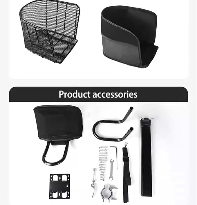 Front-Mount Dog Bike Carrier, Bicycle Pet Basket with Safety Clip, Steel Support Rail & Soft Lined Interior