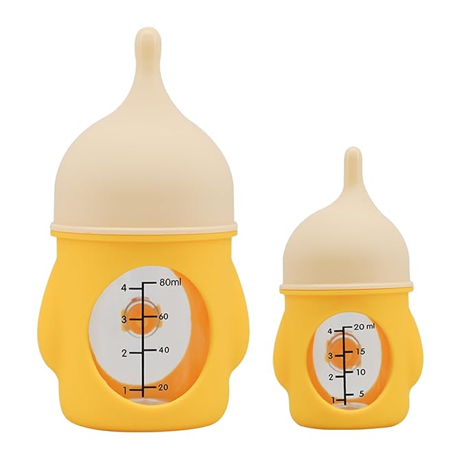 2 Pieces,Pet Feeding Bottle for Puppies and Kittens,Yellow,20 ml and 80 ml