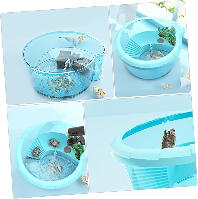 FRCOLOR 3pcs Transparent Turtle Breeding Tank Basking Platform Aquarium for Small Turtles and Fish Easy to Clean High Transparency No Needed