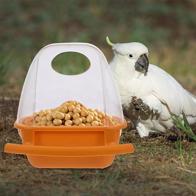 NUOBESTY 2pcs Hanging Bird Feeder and Water Bowl Set for Parakeets and Cockatiels, Brown Plastic Food Dispenser Cage Accessories for Bird Feeding and Watering Supplies