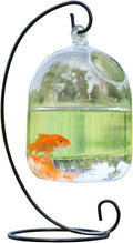Hanging Transparent Fish Bowl with Stand, Space-Saving Glass Vase Aquarium for Home & Office