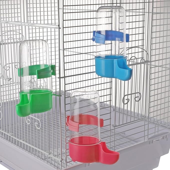 TEHAUX Parrot Water Bottle Automatic Drinker Bird Cage Feeder Small Birds Water Dispenser Easy Installation 4.7 Inch