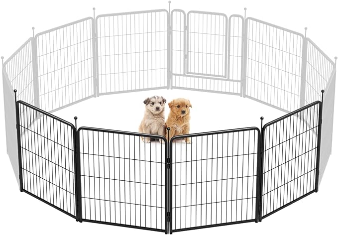 FXW Rollick Unleashed Dog Playpen for Indoor, Yard, RV Camping, 32 inch 4 Panels for Small and Medium Dogs, Black│Patented