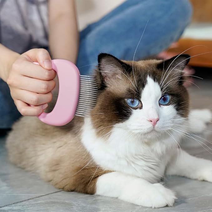 Cat Comb Pet Cat Short & Long Hair Removal Massaging Shell Comb Soft Deshedding Brush Grooming and Shedding Matted Fur Remover Massage Dematting Tool for Dog Puppy Rabbit Bunny (3 PCS)