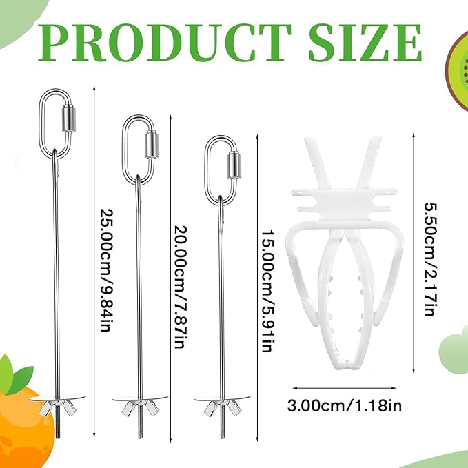 6 PCS Bird Treats Skewer, Parakeet Hanging Food Holder, Bird Cage Food Holders, Stainless Steel Fruit Vegetable Stick Holder for Hanging Birds Foraging Toys for Macaw Parakeet Budgie (3 Sizes)