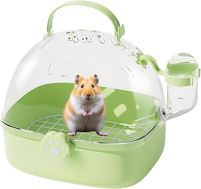 Hamster Travel Cage - Portable Hamster Cage with Water Bottle - Breathable Pet Bird Carrying Accessory for Cockatiels Chinchillas Lovebirds Budgies Conures Parakeet Hedgehog Sparrow