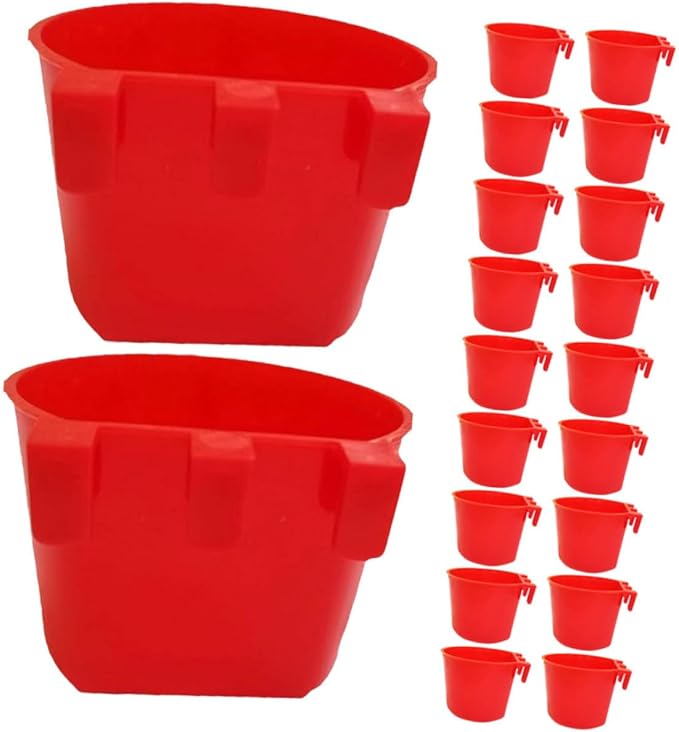 Beaupretty 20pcs Bird Cage Cups and Pet Feeder Bowls Plastic Small Feeding Watering Supplies for Birds, Pigeons, and Poultry Hanging Seed Feeders for Cage Use