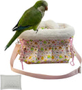 2 in 1 Warm Bird Carrier Bag, Bird Hammock Bed for Cage, Winter Travel Bag, Portable Parrot Outing Bag for Lovebird, Budgie, Conure, Quaker, Small Medium Birds (Pink,Large)