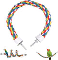 Colorful Bird Rope Perch Stand, Birdcage Swing Spiral Toys, Bird Climbing Standing Bungee Rope Perches Chew Toys Cage Accessories for Cockatiels Parrots Birds (15.7 inch /40 cm)