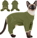 DENTRUN Cat Clothes for Hair Control with Hair Sticky Fabric - Soft Recovery Suit & Breathable Lint-Resistant Cat Sweater for Cats Only, Kitten Onesie Pajamas, S, Army Green