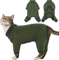 Sticky Cat Clothes Stretchy, Sphynx Hairless Sweater & Pajamas for Cats only, Soft Cat Onesie for Cats After Surgery Female Male & Hair Loss Prevention, Green XL