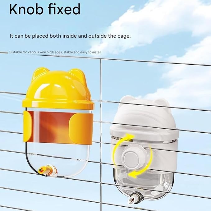 Bird Water Feeder with Gravities Pin Systems for Automatic Dispensing Parrots and Pet Bird Cage Watering Supply Easy Install Parrots Dispenser