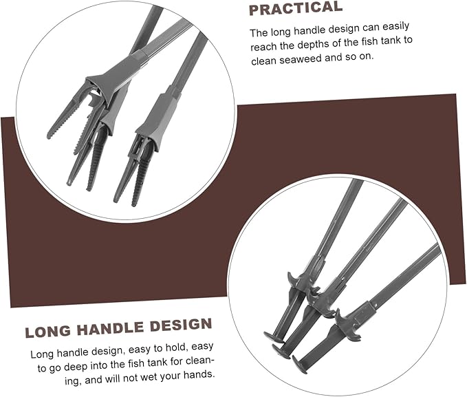 Happyyami 3pcs Terrarium Tools Long Feeding Tongs for Aquarium Cleaning Durable Non-slip Tweezers for Fish Tank Supplies Ergonomic Aquarium Accessory Easy to Use