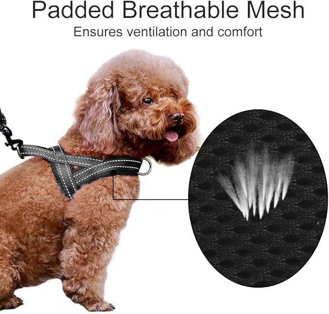 Plutus Pet No Pull Dog Harness with Breathable Mesh Padded, Adjustable Reflective Escape Proof Dog Harness, Quick Fit Dog Vest Harness for Small Medium Large Dogs(M, Black)