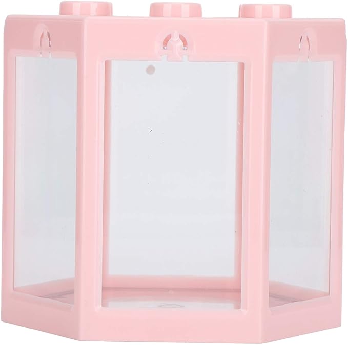 Small Betta Fish Tank, Hex Shape Portable Mini Aquarium Tank, Fish Tank Starter Kits Fish Bowl Aquarium Starter Kits for Turtle Reptile Shrimp Moss Crab Insects Habitat as Decoration(Pink)
