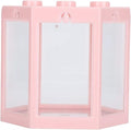 Small Betta Fish Tank, Hex Shape Portable Mini Aquarium Tank, Fish Tank Starter Kits Fish Bowl Aquarium Starter Kits for Turtle Reptile Shrimp Moss Crab Insects Habitat as Decoration(Pink)