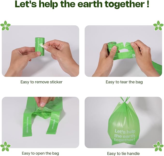 Dog Poop Bags with Handles Sakura Scented 60 Rolls 900 Counts Leak Proof and Extra Thick Waste Bags for Walking Small Medium Dogs