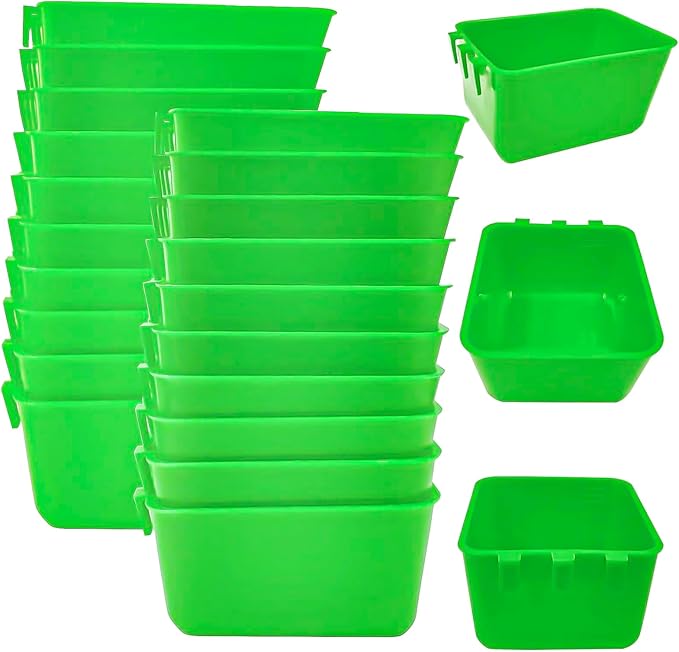 20 Pcs Chicken Coop Feeder Water Cup,16 oz Cage Cups Chicken Feeder Waterer, Cage Cups Birds Hanging Feeders, Chicken Feeder Water Bowl for Parakeet Poultry Pigeon Bunny Wire Cage (Green, 16oz)